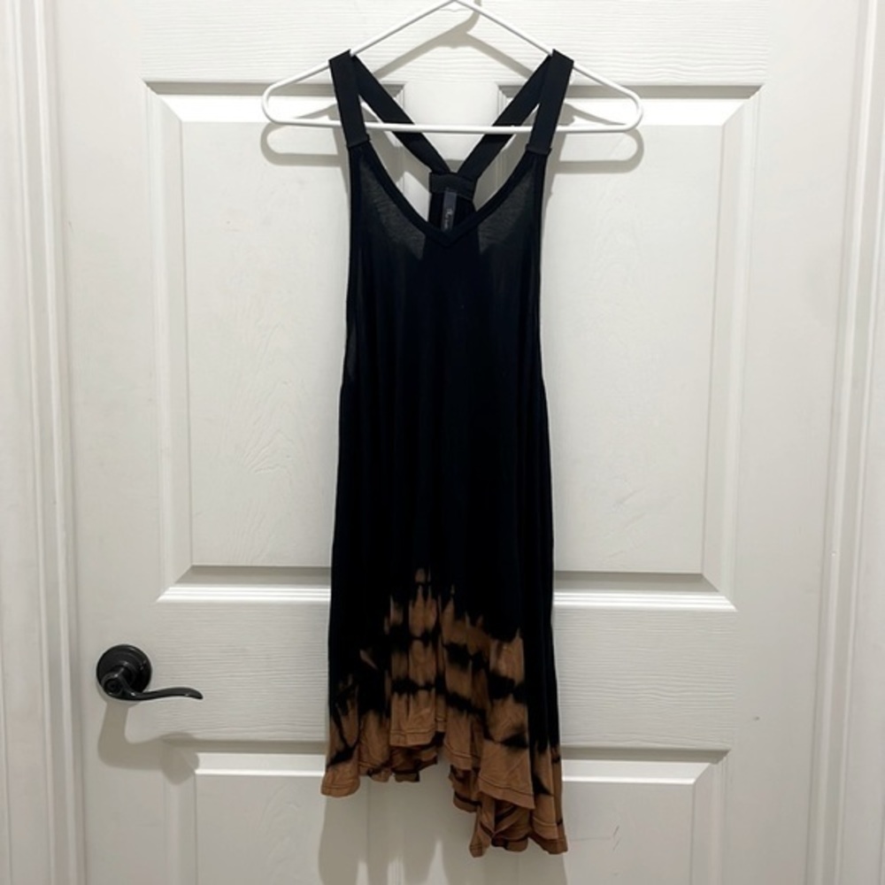Nu Label Black & Brown Ombre Tie Dye Ribbed Racerback Top